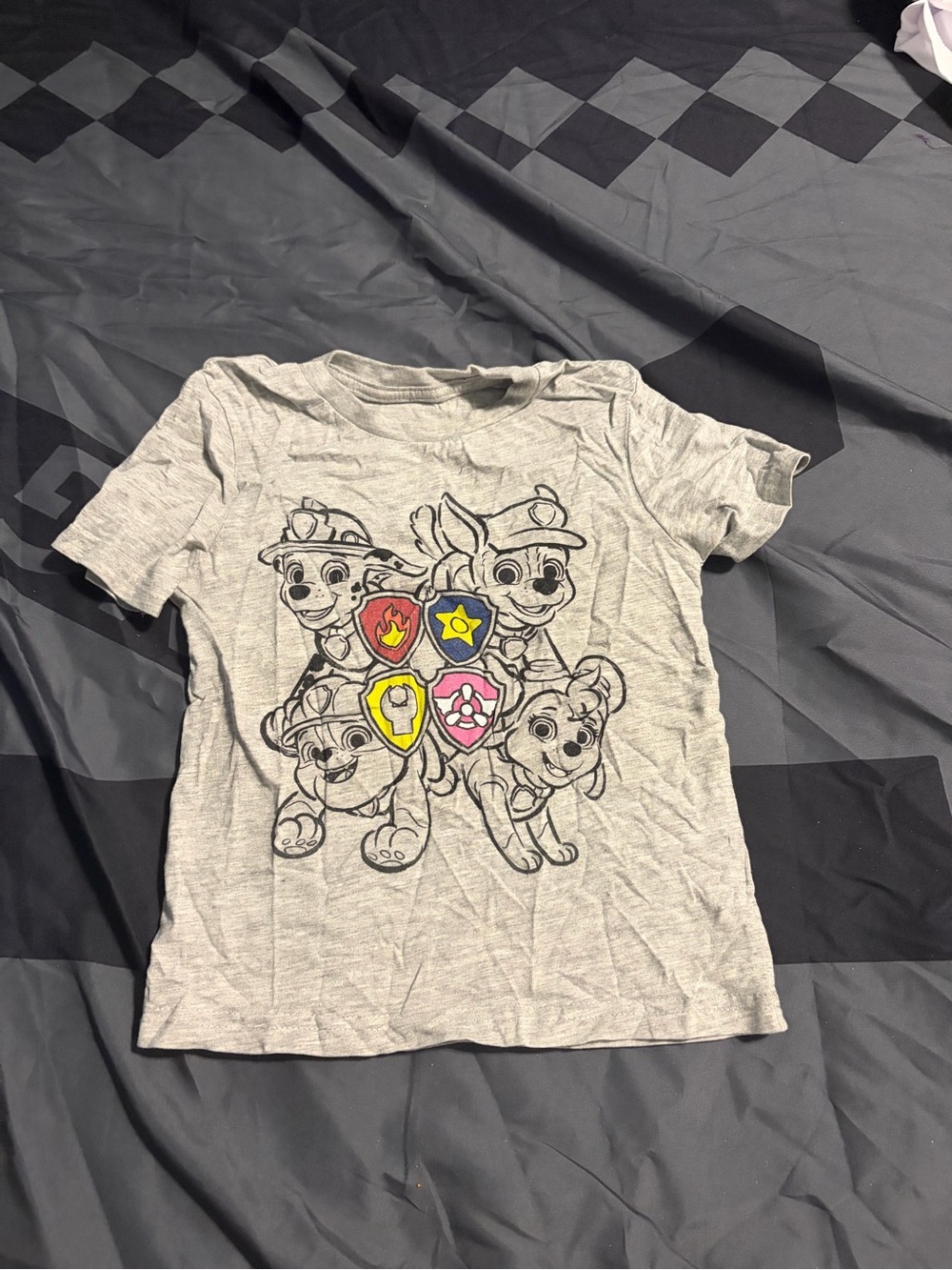 Paw Patrol Light Gray Short-Sleeve Tee with Colorful Badge Accents